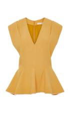 Elizabeth Kennedy Crepe Top With Pearl Edge Trim