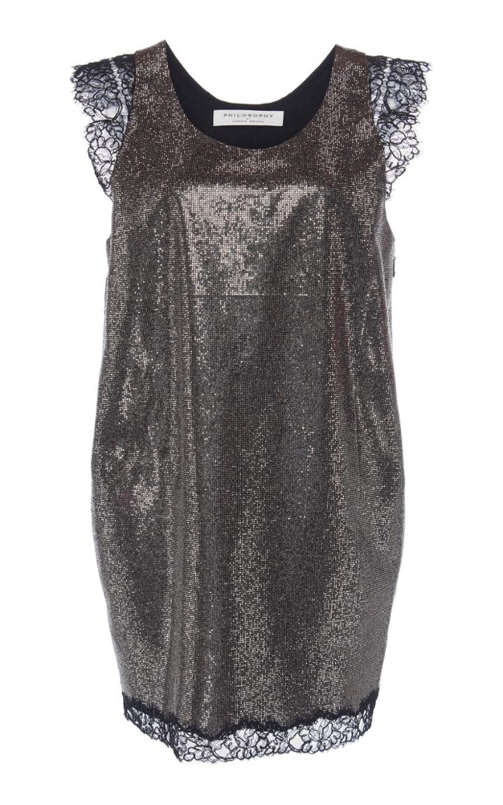 Philosophy Di Lorenzo Serafini Lace-trimmed Embellished Shift Dress