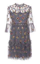 Needle & Thread Magdalena Embroidered Tulle Mini Dress
