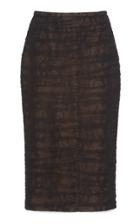 Rochas Ruched Chantilly Lace Pencil Skirt