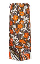 Prada Floral Silk Midi Skirt