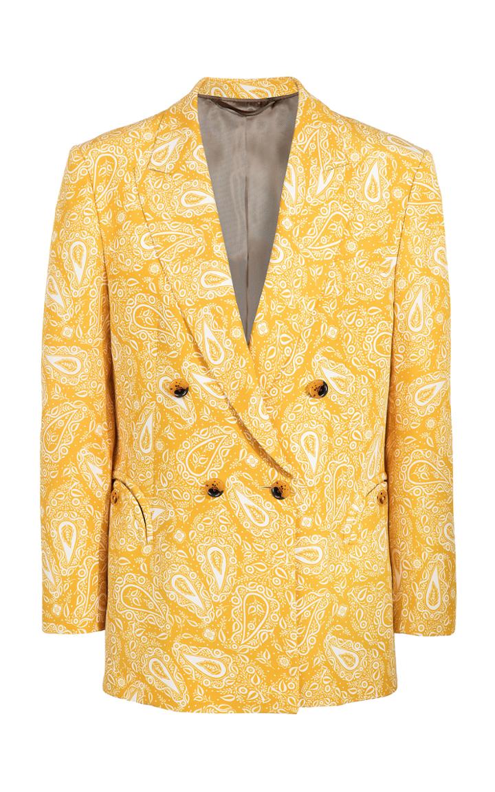 Moda Operandi Blaz Milano Snapper Printed Double-breasted Silk Blazer Size: 00