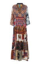 Rianna + Nina Exclusive Volant Printed Silk Maxi Dress