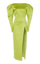 16arlington Puff Sleeve Silk Midi Dress