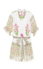 Juliet Dunn Belted Floral-print Cotton Mini Dress