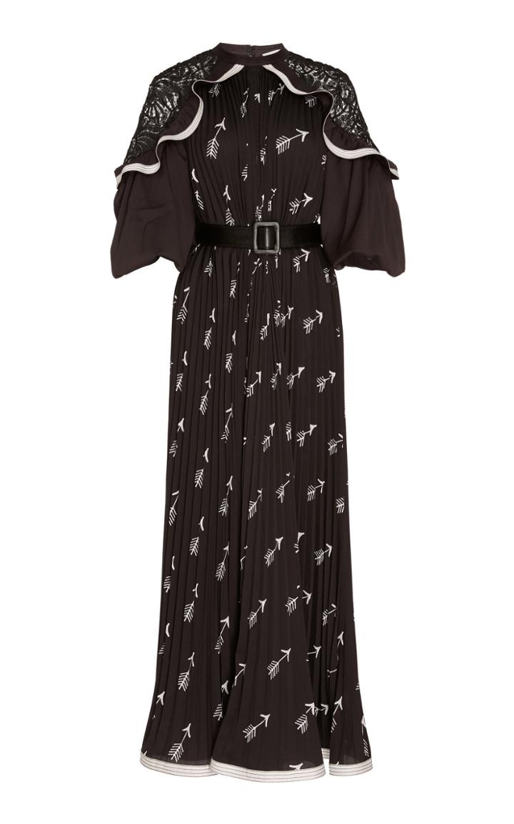 Self Portrait Ruffled Shoulder Midi Dress