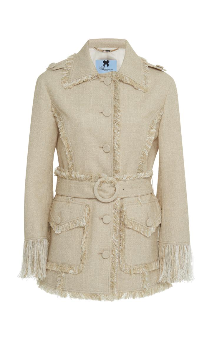 Blumarine Frayed Cotton Blend Jacket