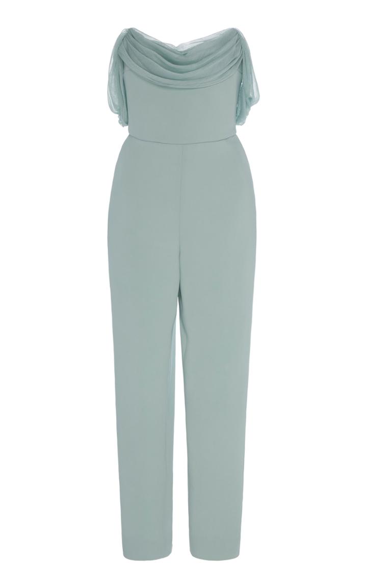 Cushnie Off-the-shoulder Tulle-trimmed Crepe Jumpsuit