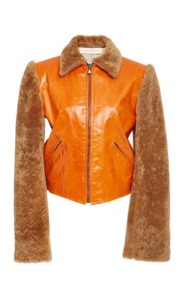 Alyson Eastman Leather And Shearling Bomber Jacket