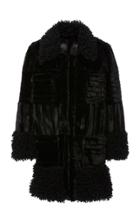 Anna Sui Curly Lamb Faux Fur Black Coat