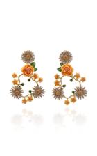Dolce & Gabbana Floral Crystal Gold-tone Chandelier Earrings