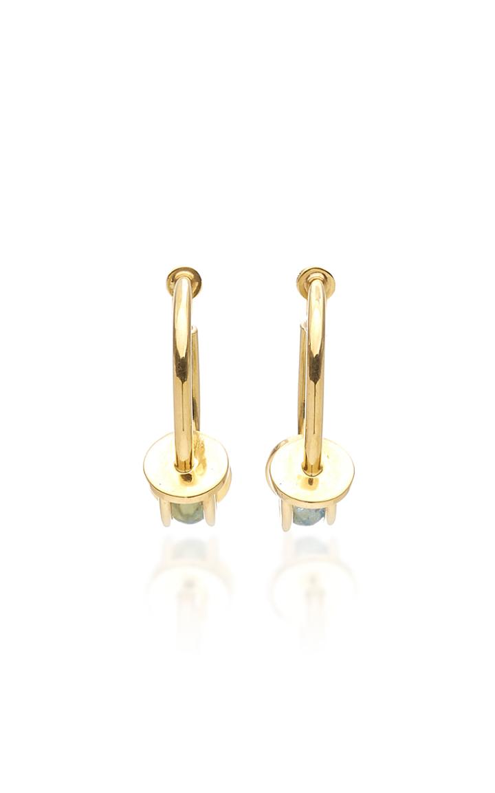 Yael Sonia Perpetual Motion Aquamarine 18k Yellow Gold Hoop Earrings