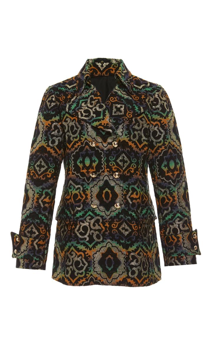 Anna Sui Metallic Medallion Jacquard Coat