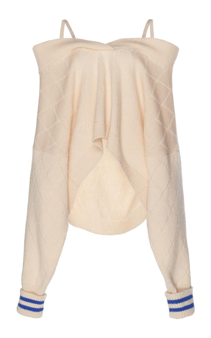 Maison Margiela Off-the-shoulder Argyle Pullover