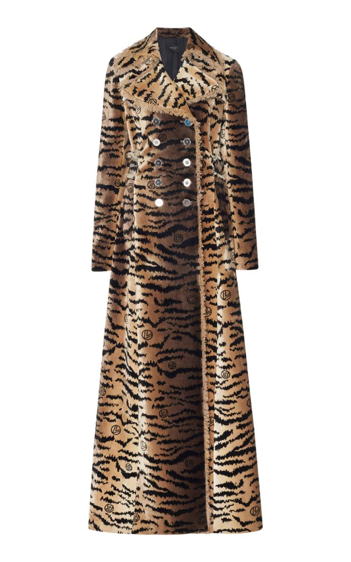 Giambattista Valli Double Breasted Tiger Print Coat