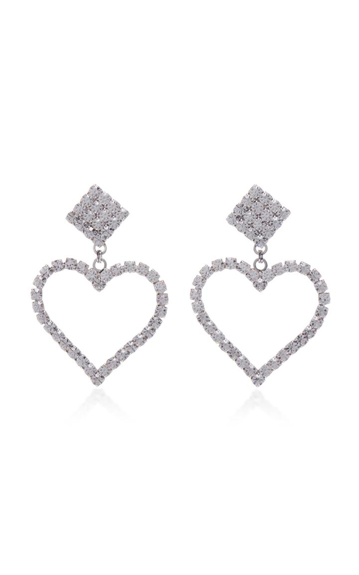 Alessandra Rich Crystal Heart Earrings