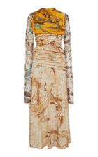 Moda Operandi Jil Sander Marbled Scarf-detailed Silk Dress Size: 32