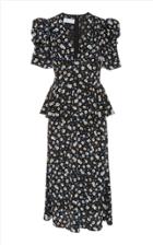 Michael Kors Collection Floral-print Peplum Silk-chiffon Midi Dress S