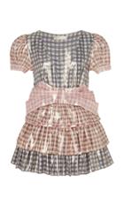 Loveshackfancy Lucinda Checked Lacquered Silk-blend Mini Dress
