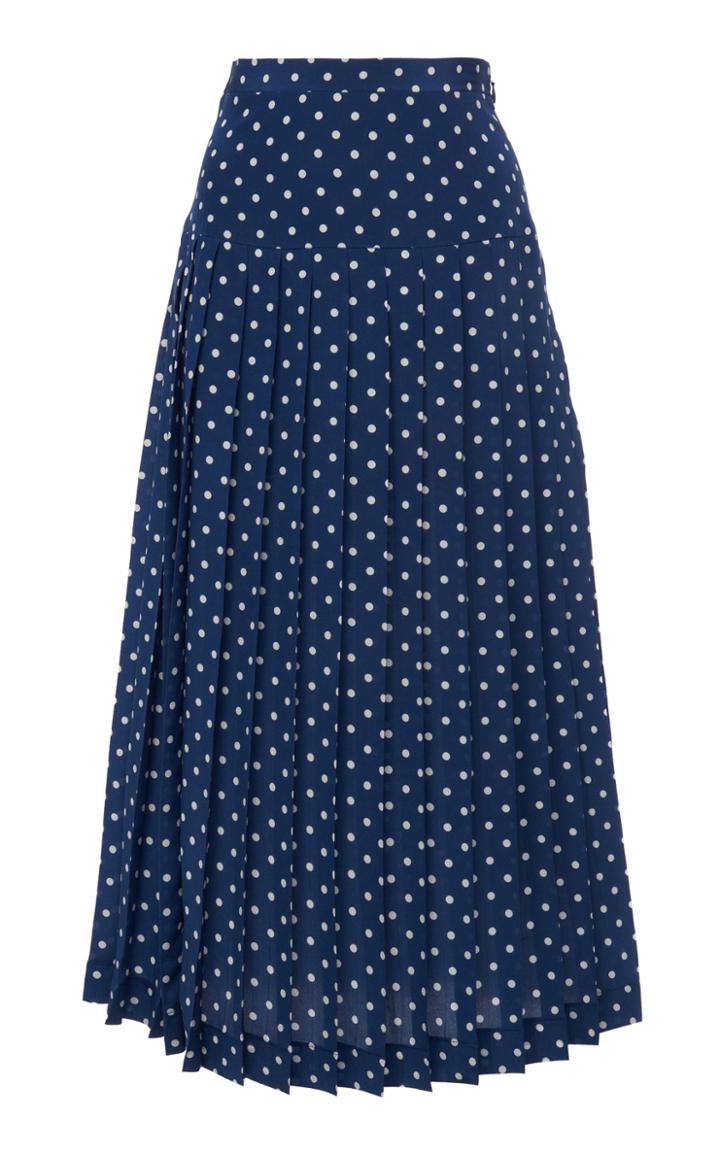 Moda Operandi Alessandra Rich Pleated Silk Midi Skirt
