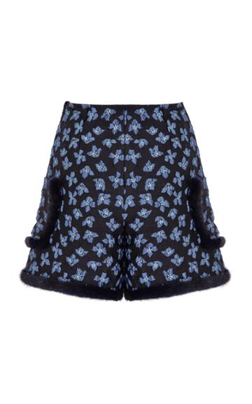 Razan Alazzouni Mink Trimmed Shorts