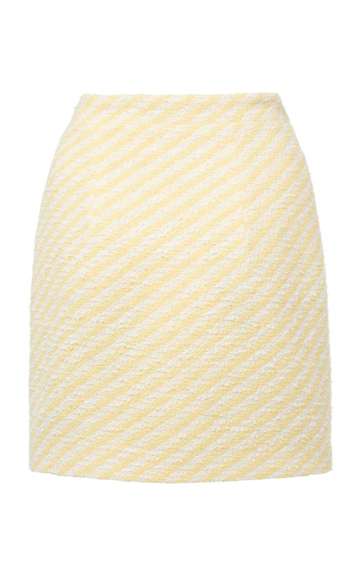 Moda Operandi Alessandra Rich Striped Cotton-tweed Mini Skirt