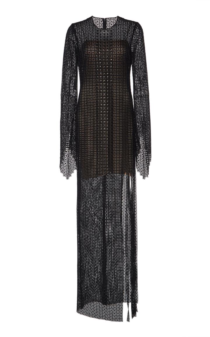 Akris Embroidered Long Sleeve Gown