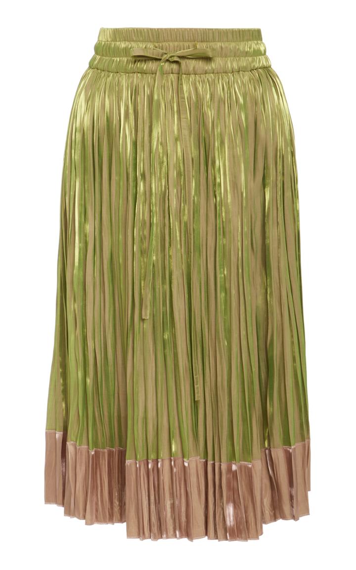Red Valentino Contrast Pleated Midi Skirt