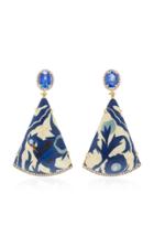 Silvia Furmanovich Marquetry Blue Bird Wood Diamond And Kyanite Earring