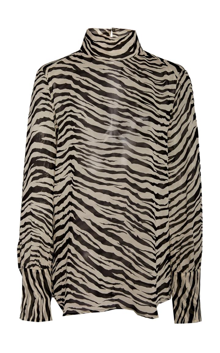 Nili Lotan Keyhole-detailed Tiger-print Silk Top