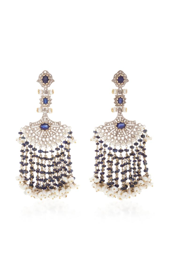 Sanjay Kasliwal Indorussian 14k Gold Sapphire Earrings