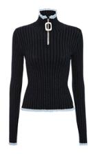 Moda Operandi Jw Anderson Zip-front Metallic Ribbed-knit Top