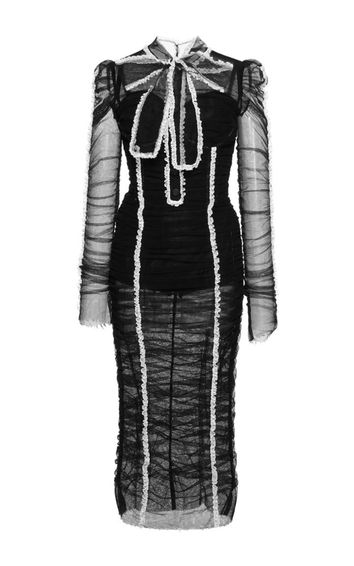 Dolce & Gabbana Long Sleeve Dress With Neck Tie