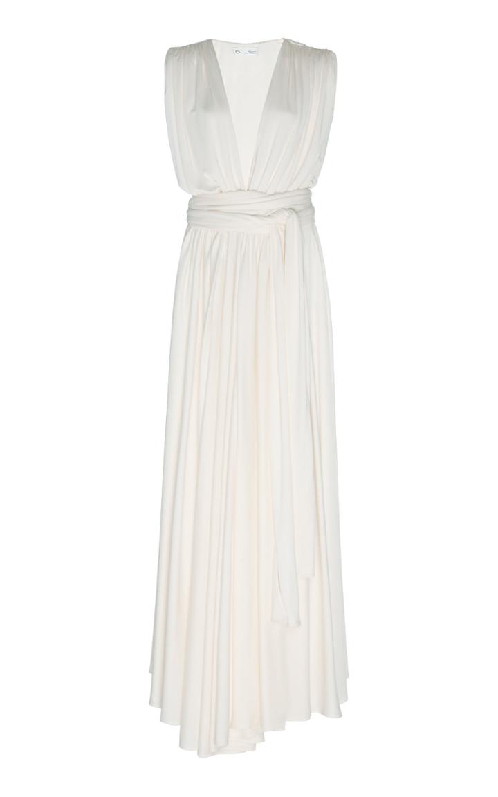 Oscar De La Renta Sleeveless Jersey V-neck Gown