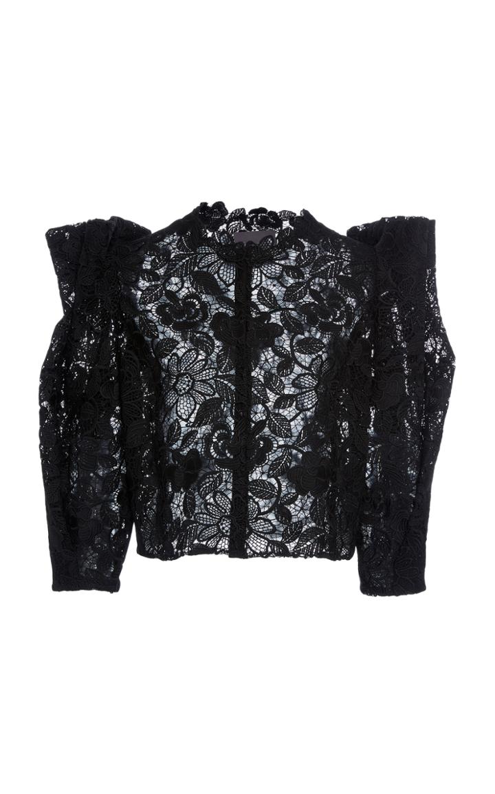 Monique Lhuillier Floral Guipure Lace Jacket