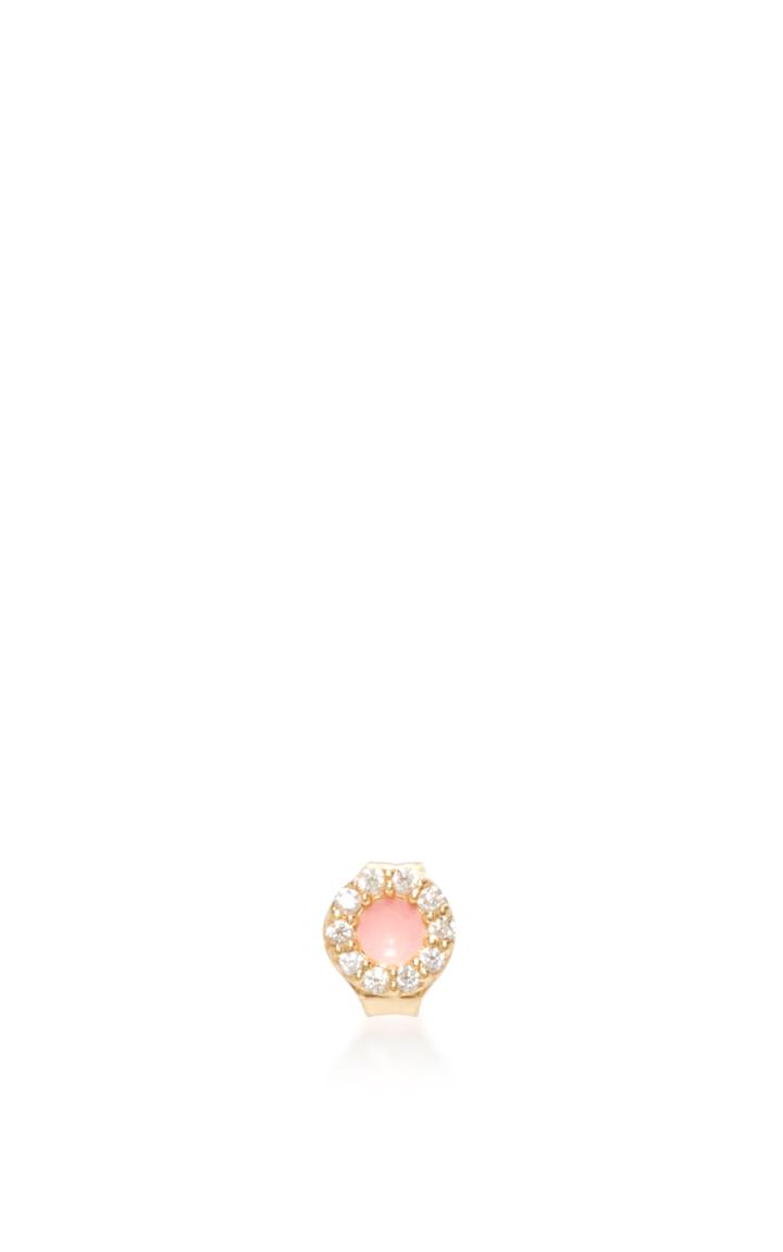 Alison Lou 14k Gold Pink Enamel And Diamond Singe Earring
