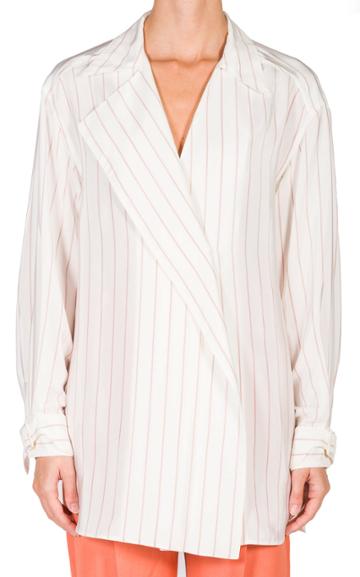 Moda Operandi Agnona Striped Silk Asymmetric Shirt