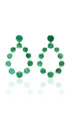 Nina Runsdorf M'o Exclusive One-of-a-kind Emerald Cabochon Frontal Hoop Earrings