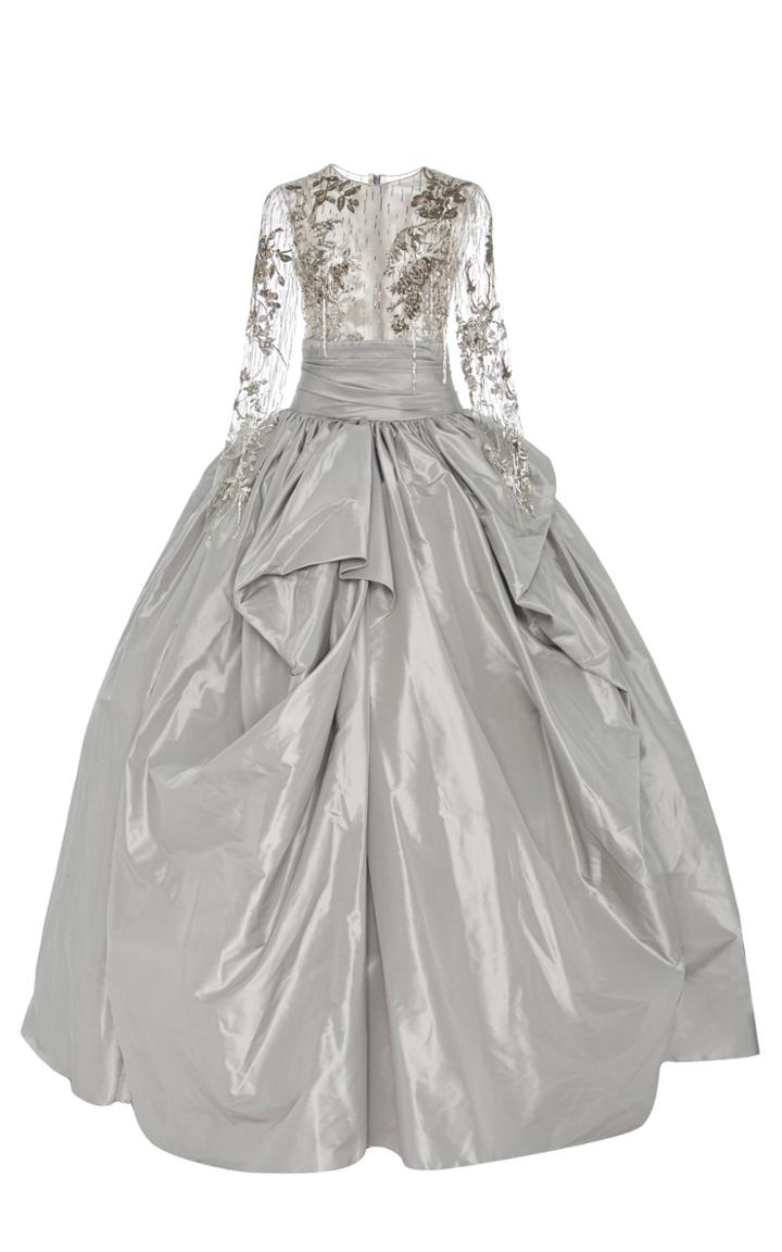 Marchesa Long Sleeve Beaded Ball Gown