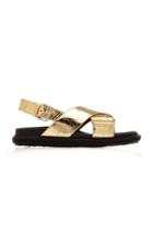 Marni Fussbett Croc-effect Metallic Leather Sandals