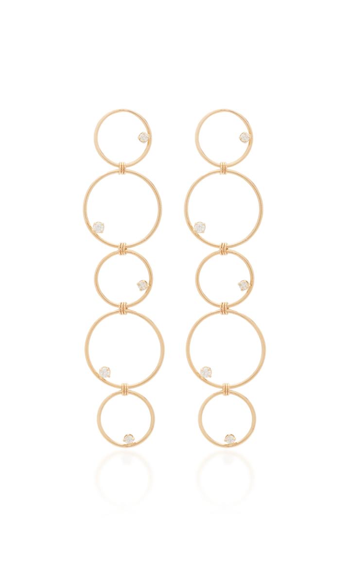 Zoe Chicco 14k Long Mixed Linked Earrings With Prong Set Diamond Circl