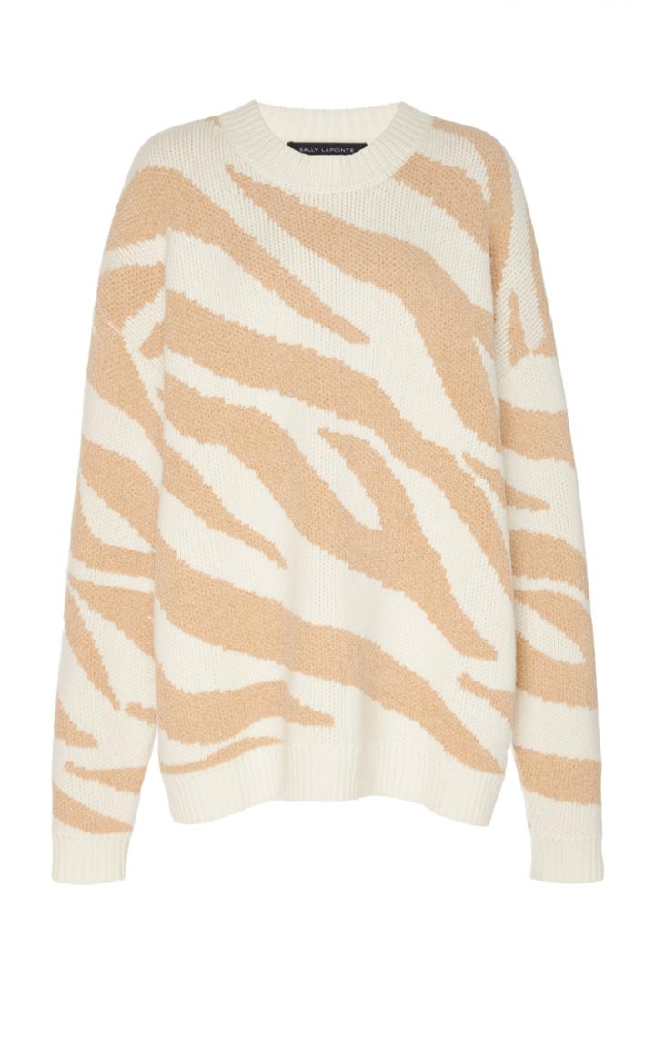 Sally Lapointe Zebra Intarsia-knit Wool And Cashmere-blend Sweater