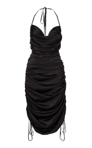 Dodo Bar Or Merlyn Draped Silk Midi Halter Dress