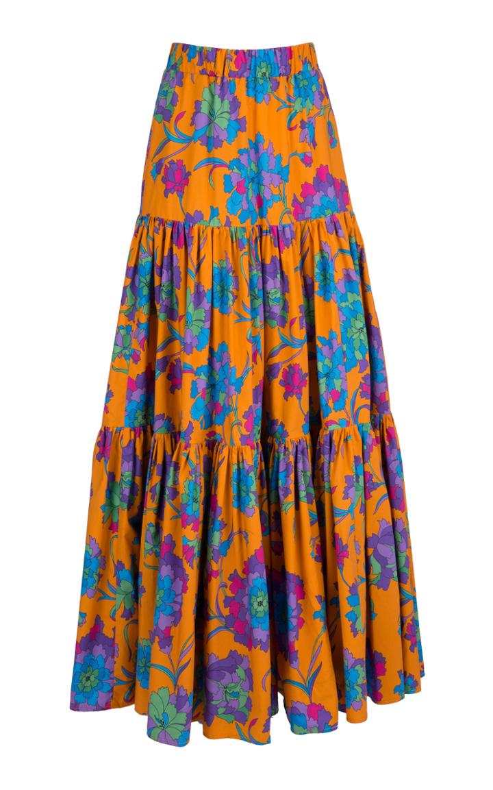 La Doublej Printed Cotton Maxi Skirt Size: Xs