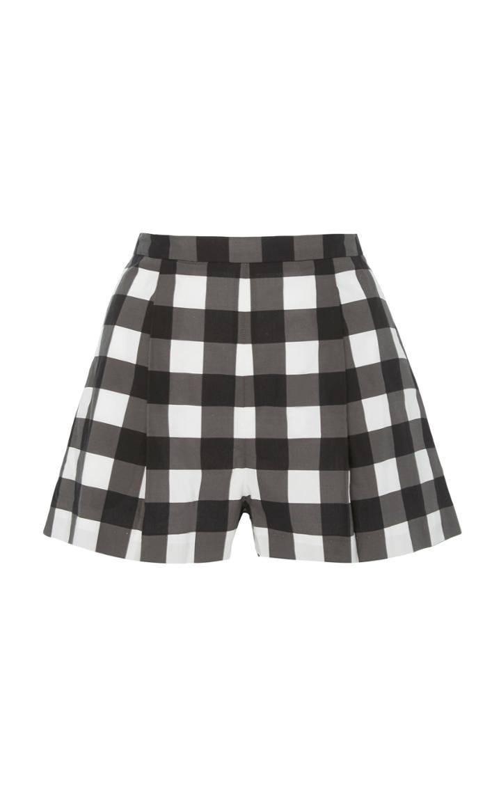 Mds Stripes M'o Exclusive Pleated Gingham Cotton Shorts