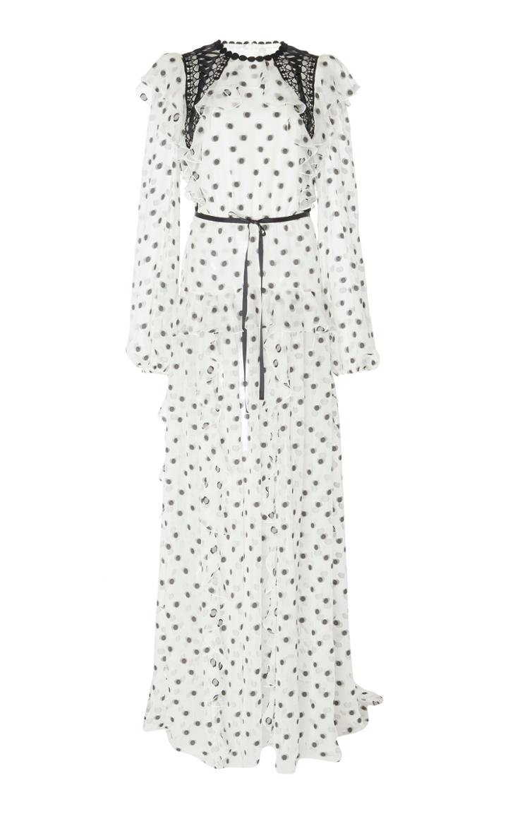 Zuhair Murad Polka Dot Laser-cut Chiffon Dress