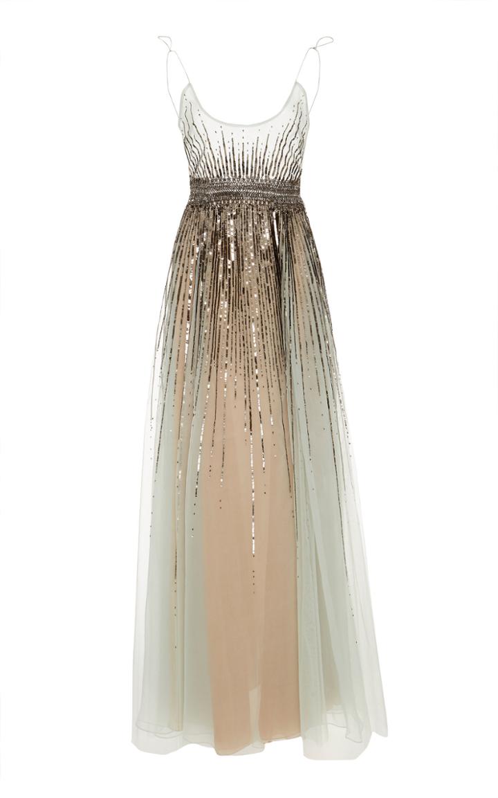 Cucculelli Shaheen Heat Wave Beaded Silk Organza Gown