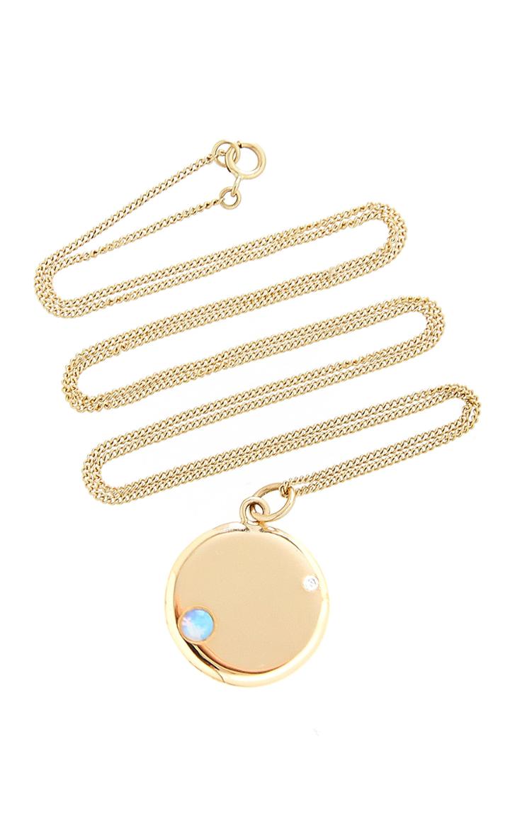 Wwake Small Opal And Diamond Medallion 18 Necklace