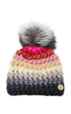 Mischa Lampert Exclusive Fur-topped Striped Wool Beanie