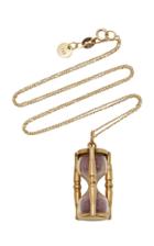 Fox And Bond Vintage Pink Sand And 14k Gold Hourglass Pendant Necklace